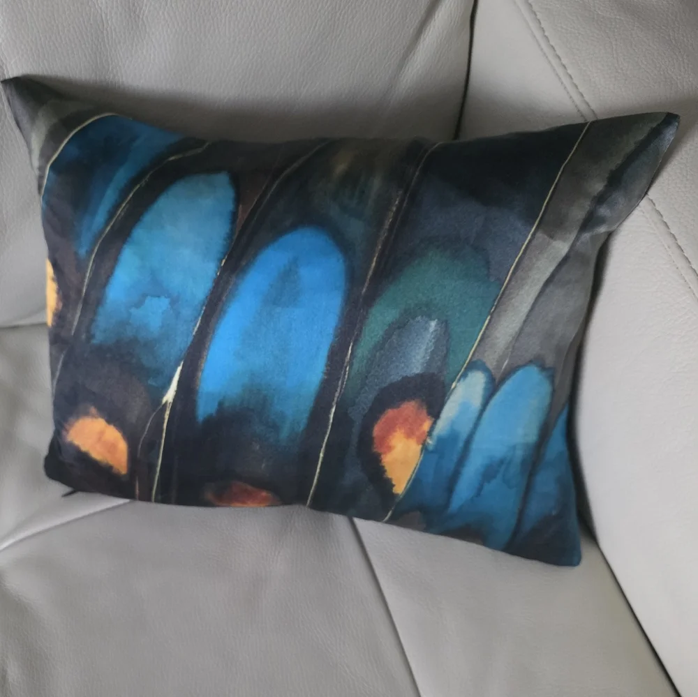 Blue and Black Butterfly Wing Silk Throw Pillows